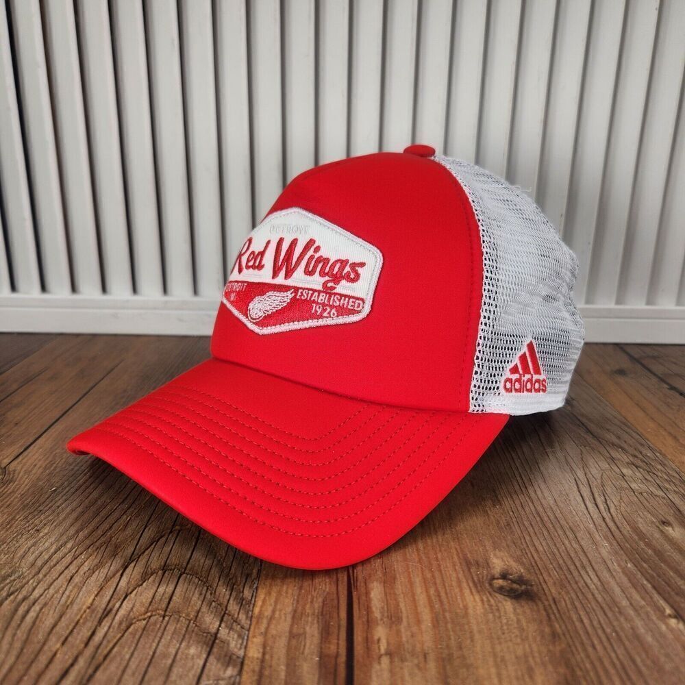 Detroit Red Wings Adidas Hat Cap Snapback Mesh Red White NHL Hockey Sports Patch
